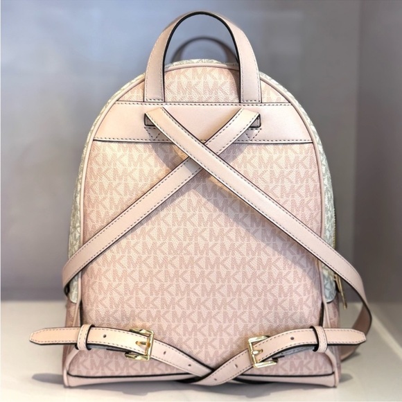 Michael Kors Rhea Medium Color-Block Signature Logo Backpack Powder Blush Multi - Picture 7 of 10
